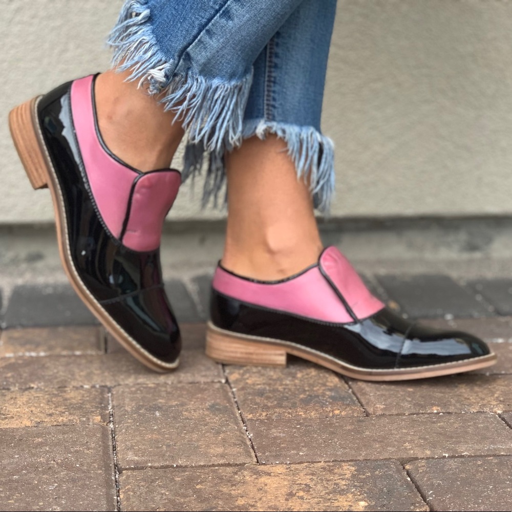 NIB Colorblock Patent Leather Boyfriend Oxford - Picture 4 of 8